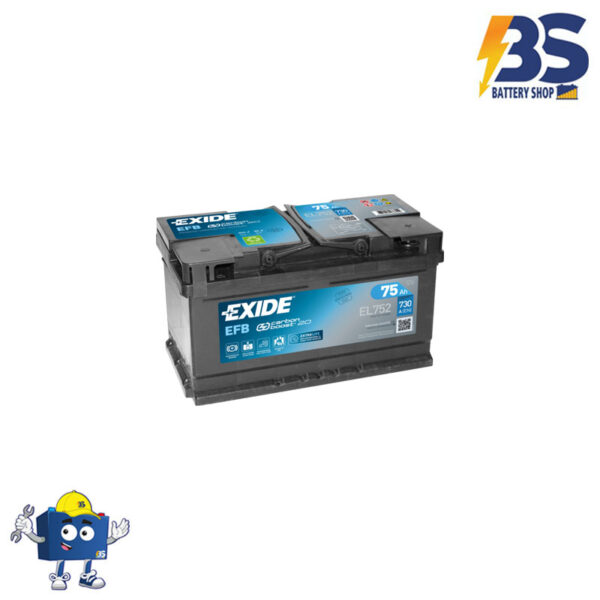 Battery Shop EXIDE EL752 EFB Start And Stop 12V 75Ah 730A